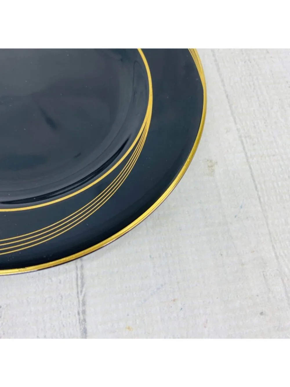 Nikko CITY LIGHTS Bone China Black Body Gold Swirl Inner Bread Side Plate Set 5